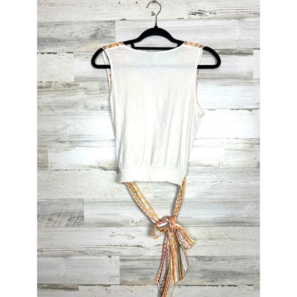 Dolan by Anthropologie Womens XS White Orange Embroidered Wrap Boho Crop Top - Picture 4 of 7